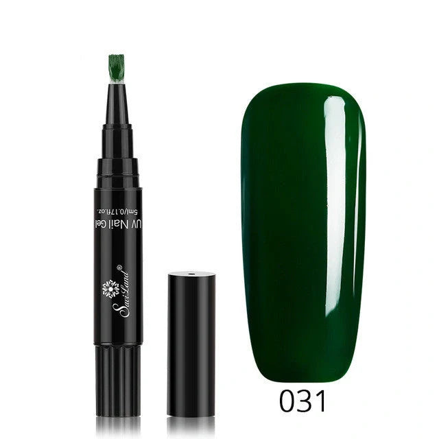 3-in-1 Gel Nail Varnish Pen with Glitter for One-Step Nail Art