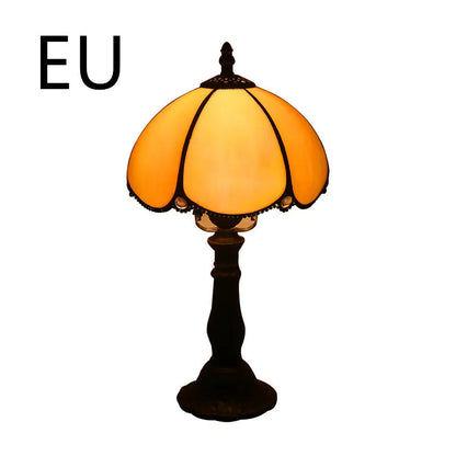 Retro yellow glass bedside table lamp with resin base, 20 x 12 x 35cm, Mediterranean style
