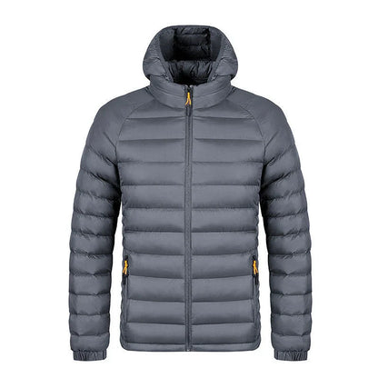 Cozy lightweight hooded jacket with pockets in various colors, perfect for men's winter fashion and outdoor activities