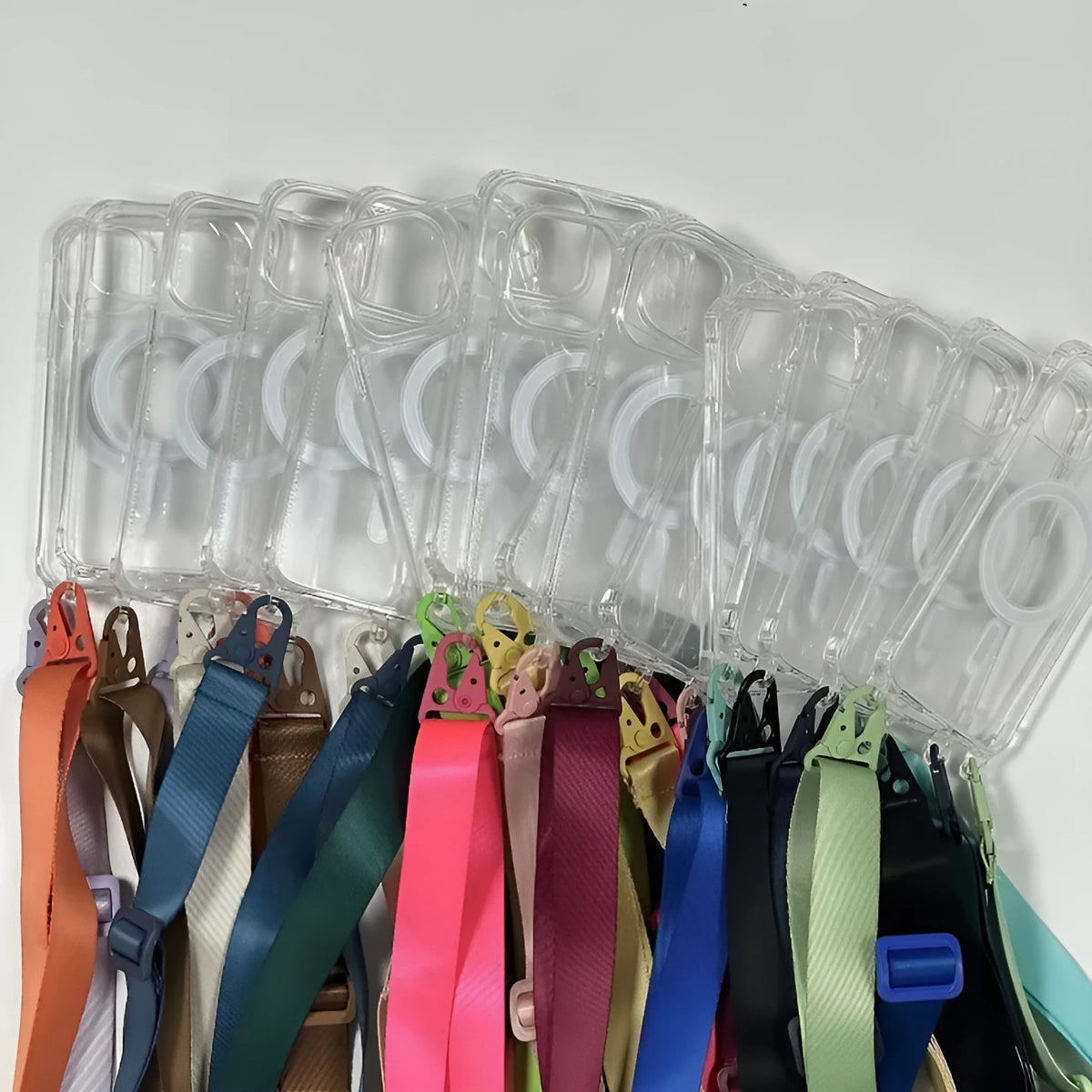 Magnetic lanyard crossbody transparent phone case for iPhone 16 series in TPU PC with anti-fall back cover