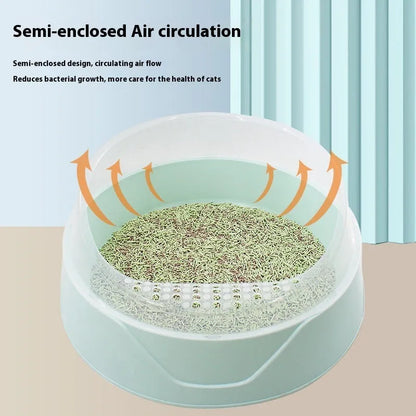 Round deodorant design cat litter box in mint green and pink colour options