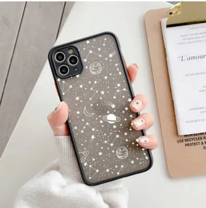Black star universe patterned iPhone case with skin sensation texture for iPhone 13