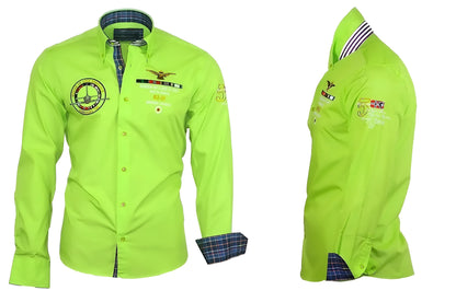 Personalized printed short-sleeve shirt in cotton blend with 65% cotton, available in six colours and sizes S to 3XL