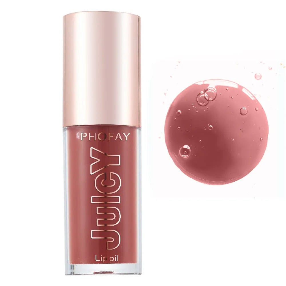 PHOFAY Juicy Lip Oil bottle with doe-foot applicator in non-sticky formula