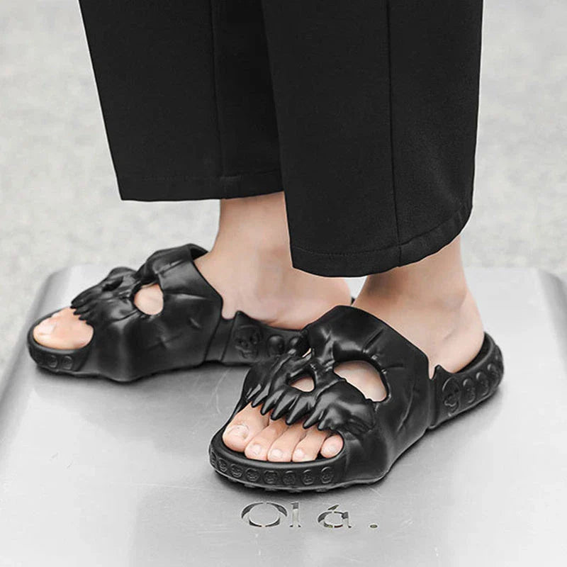 Stylish skull-themed slippers with a variety of color options for comfortable, versatile wear