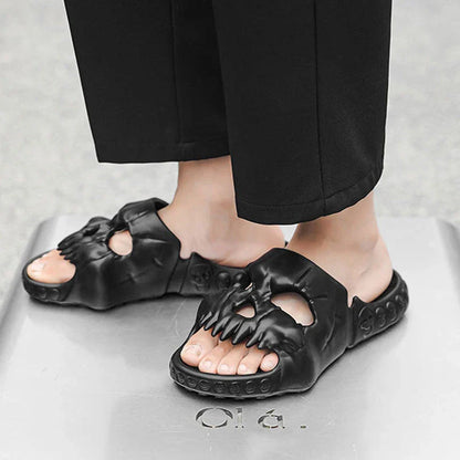 Stylish skull-themed slippers with a variety of color options for comfortable, versatile wear