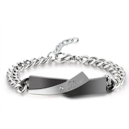 Stylish couple's cross-design stainless steel bracelets in various colours