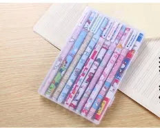 10 pack coloured gel pens in black and colourful options with animal, cat, class, flower, and forest styles for school and office stationery