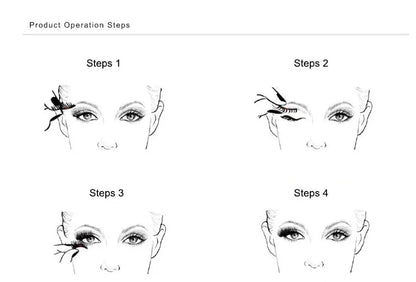 Four magnet false eyelashes in imported fibre with hand made construction and optional eyelash curler