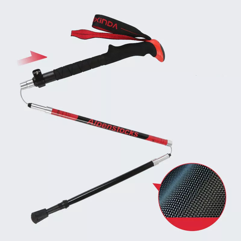 Ultralight carbon trekking poles with adjustable sections and tungsten tips for hiking