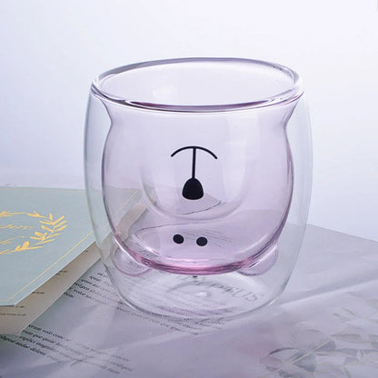 3D double-layer panda cup with skull design for wine, featuring inner Christmas tree pattern