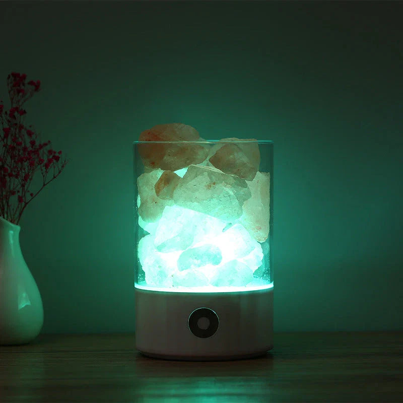 Himalayan Salt Lamp with Adjustable Color Changing LED Lighting for Air Purification and Relaxing Ambiance