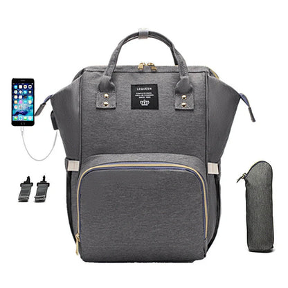 LEQUEEN Stylish Large Capacity Mummy Bag in various colors and styles, perfect for parents on the go.