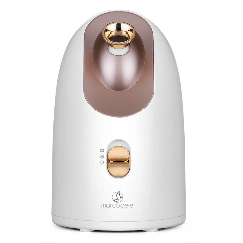 Dual-temperature facial steamer for hot and cold skin therapy, compact and stylish design