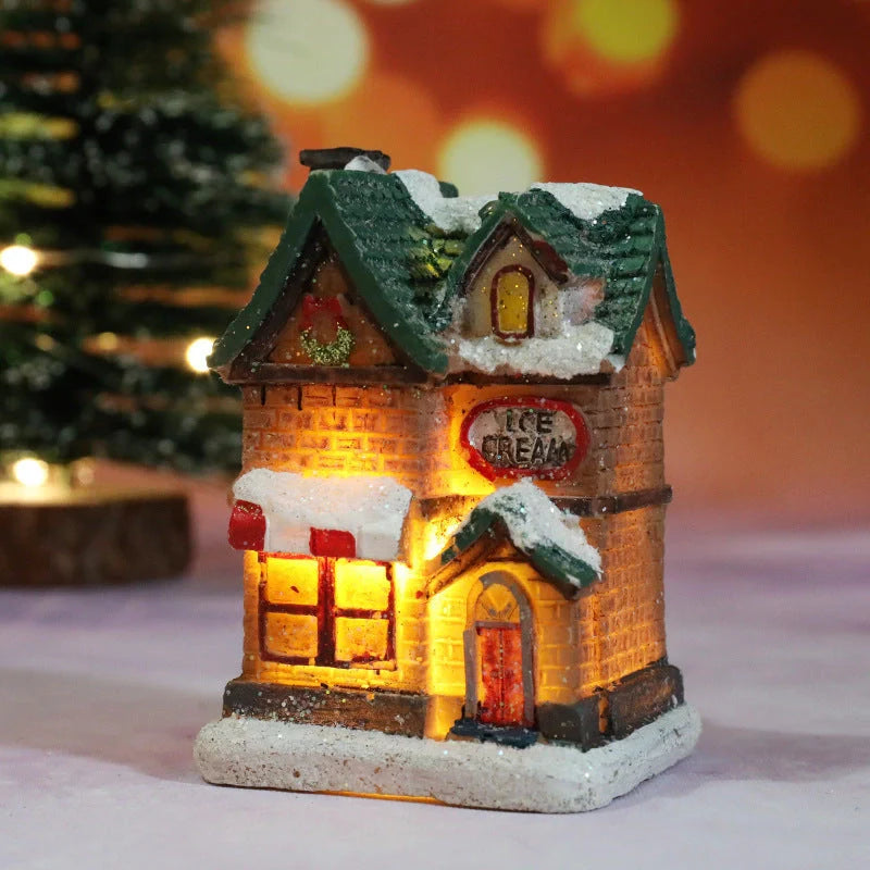 Christmas Decorations Micro Landscape Resin House with intricate design, 4cm * 6.5cm * 9cm