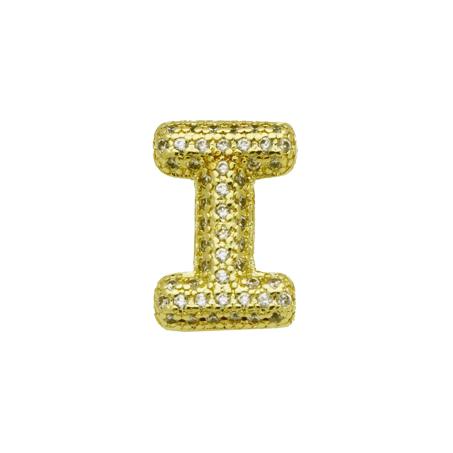 Retro copper bracelet with a letter 'A' charm featuring micro inlaid zircon, shown in a gold finish.