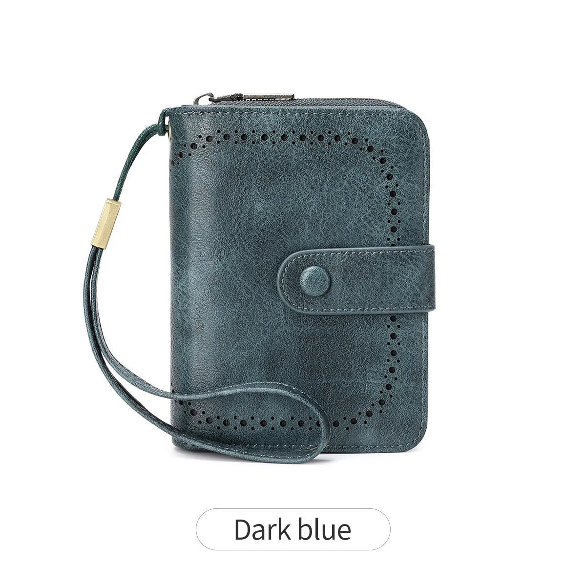 Small leopard print wallet with zipper closure showing stitching details