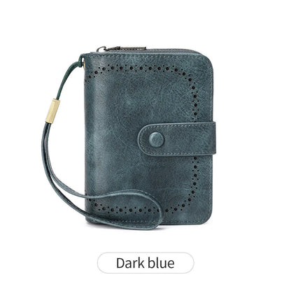 Small leopard print wallet with zipper closure showing stitching details