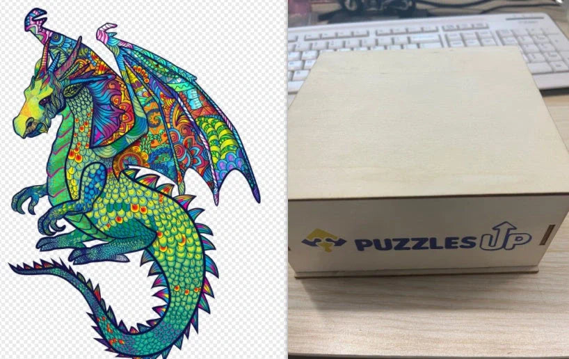 Animal Puzzle Set in A3 size with wooden storage box, vibrant animal designs for educational fun