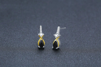Luxury copper water drop zircon eardrops for women, elegant and stylish