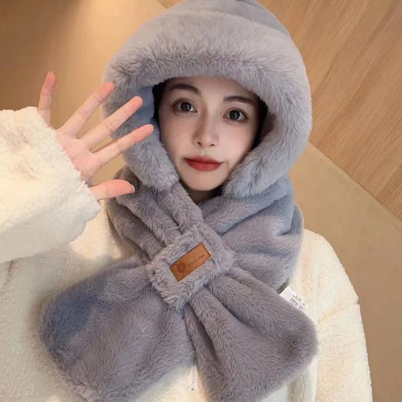 Cycling fleece-lined warm hat with ear protection in khaki, beige, pink, and grey