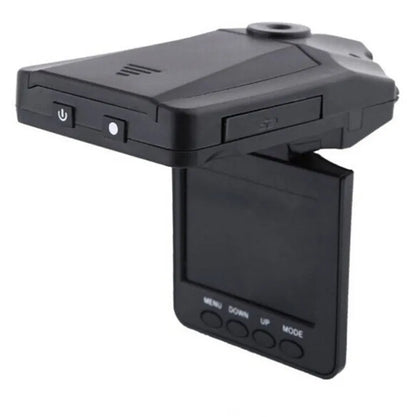 Driving recorder with 6 lights, night vision, motion detection, 1080p, and optional memory card.