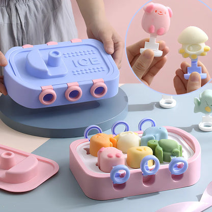 Blue silicone ice mould with boat-shaped cavities for creating decorative ice pieces
