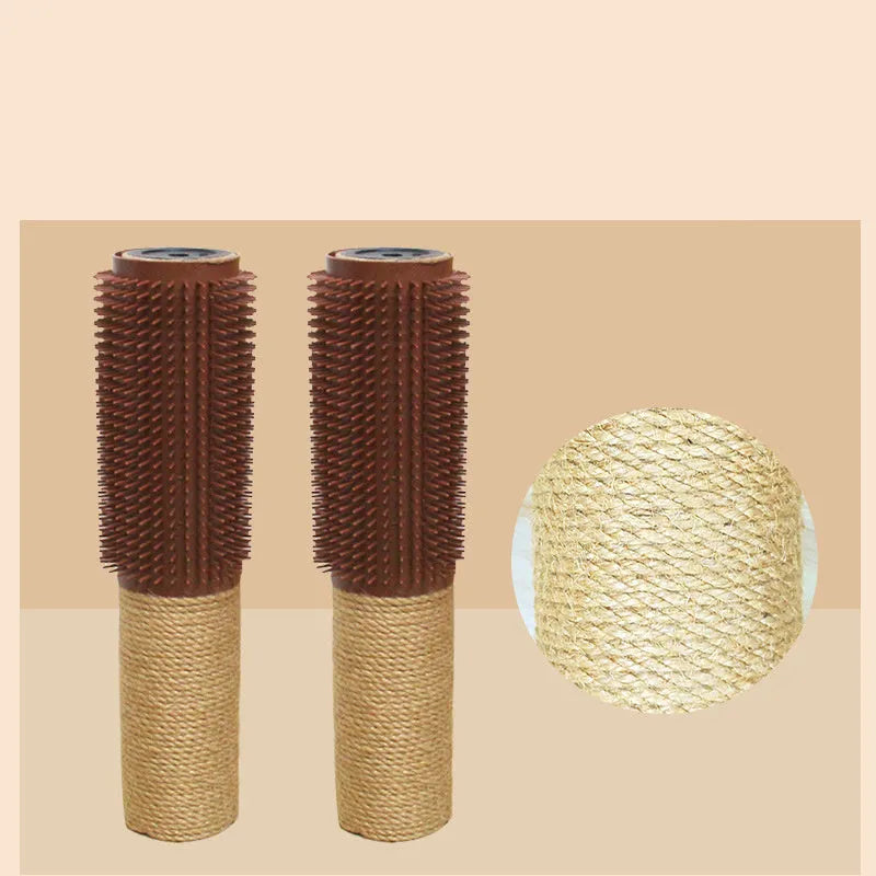 A brown sisal scratching post for cats, 30cm tall with a square base.
