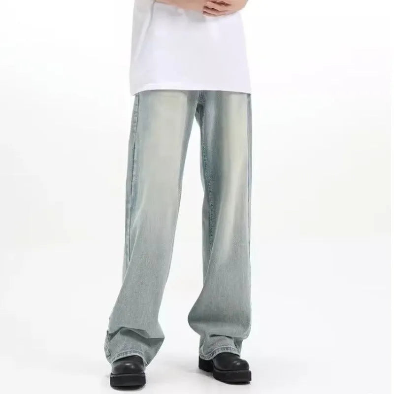 Retro trousers in blue with high-elasticity rabbit fur fabric, loose fit, sizes S to 3XL