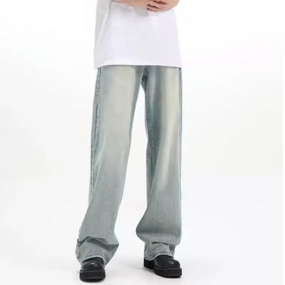 Retro trousers in blue with high-elasticity rabbit fur fabric, loose fit, sizes S to 3XL