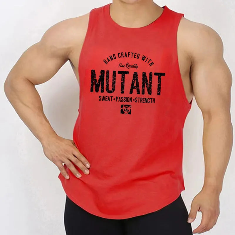 Loose fit sleeveless workout tank top vest in a selection of graphic colour designs.