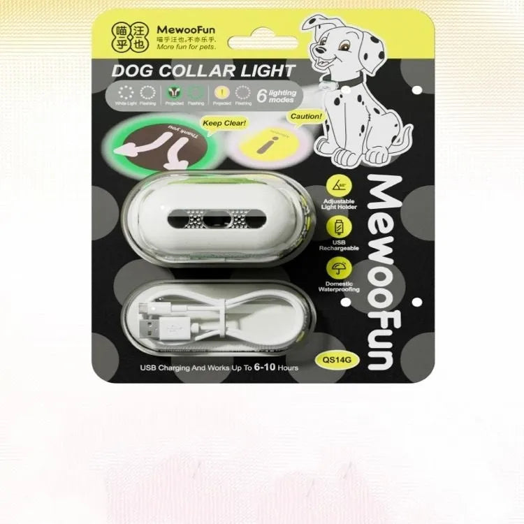Rechargeable LED dog luminous collar with hanging lamp ring in four colour options