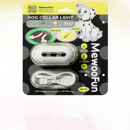 Rechargeable LED dog luminous collar with hanging lamp ring in four colour options