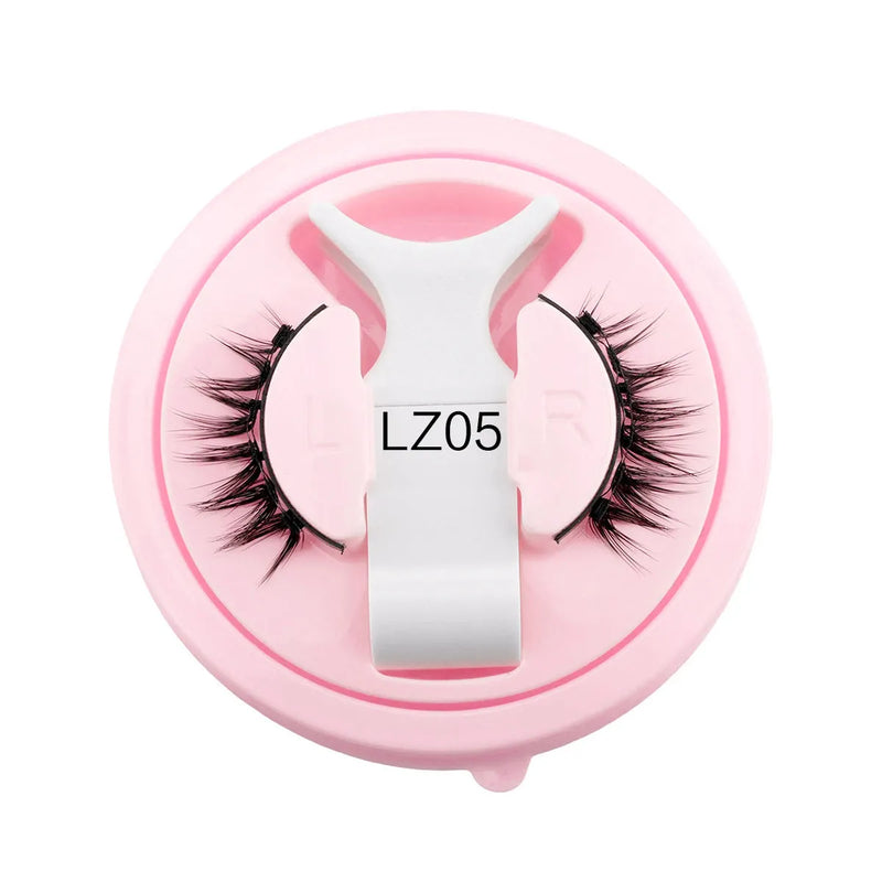 Reusable waterproof natural thick false eyelashes made from artificial fibre with 0.6-1.1mm size options and glue-free application, available in five styles: LZ03, LZ04, LZ05, LZ08, LZ14