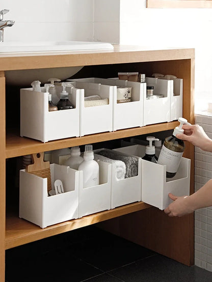 ABS plastic storage box with adjustable compartment dividers for household organisation