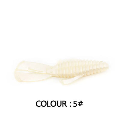 PVC soft plastic fishing lure in assorted colours showing 8cm and 12cm size options for artificial bait fishing.