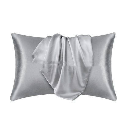 Envelope closure pillowcase in navy blue showing overlapping flap design and smooth polyester fabric texture