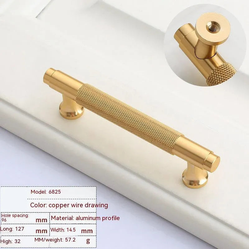 Modern brushed brass aluminium alloy furniture handle with European-style design