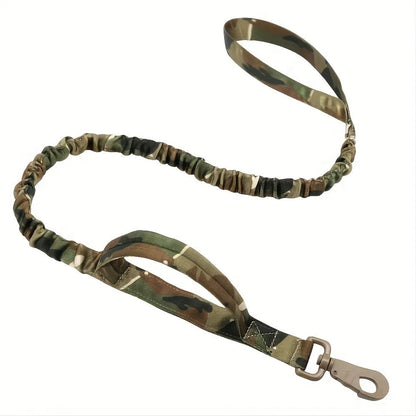 A retractable dog leash for large breeds in black, showing the handle and nylon tape.