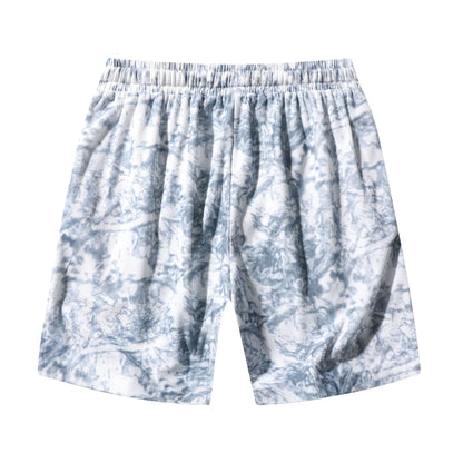 Men's corduroy camouflage athletic shorts in grey with a high-waist and straight-leg design.