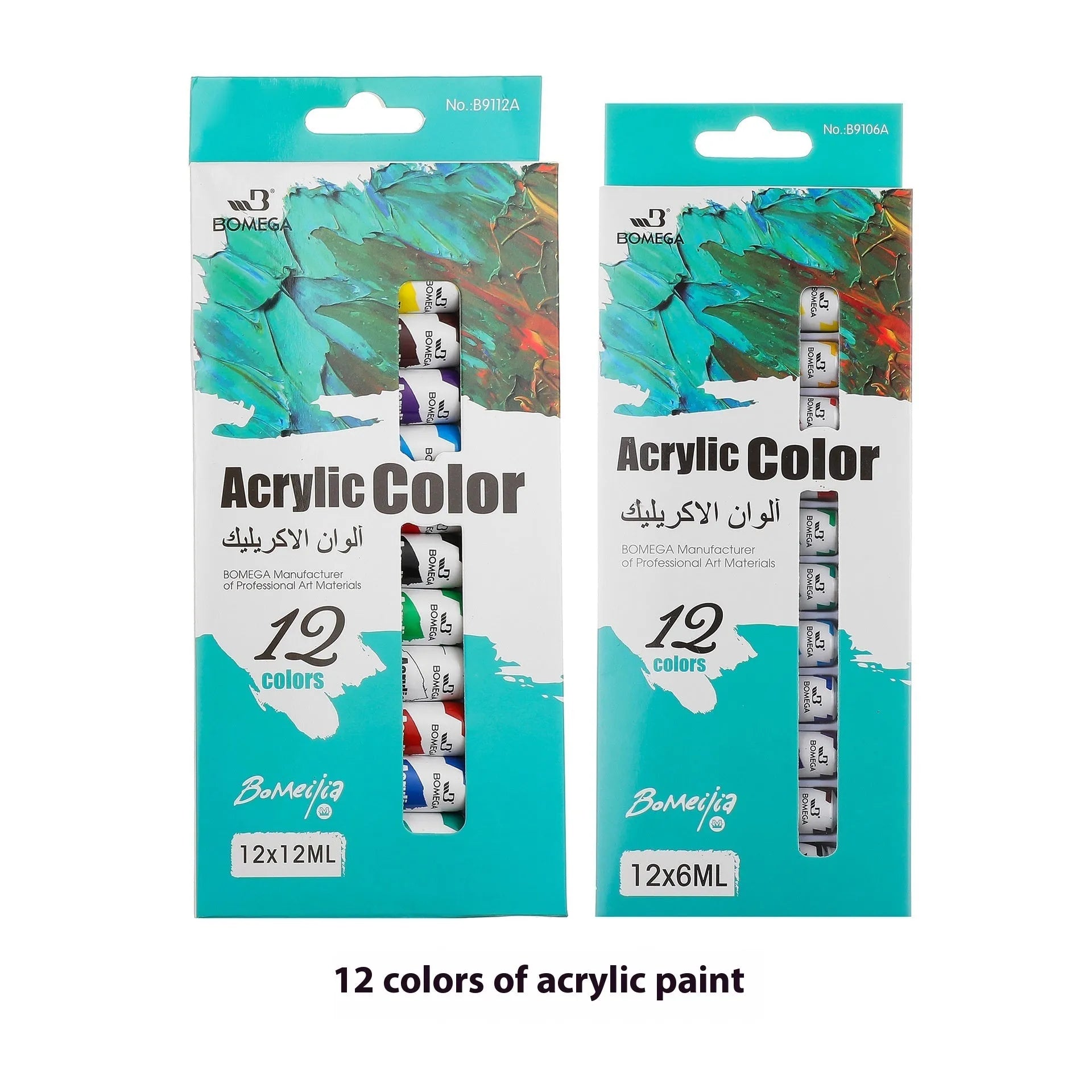 12-colour artist pigment set with tubes for acrylic, gouache, watercolour, oil painting, glass and textile techniques
