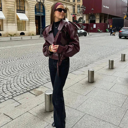 Stylish leather jacket in a range of classic British colours, featuring a unique cropped design and soft, supple material for all-day comfort