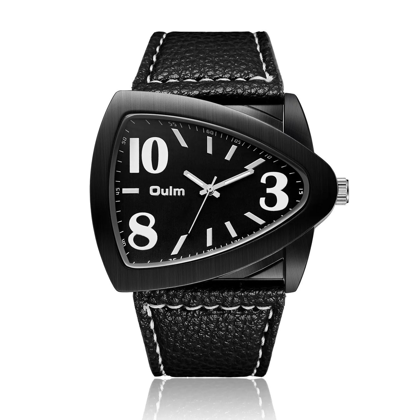Men's casual wristwatch with a triangular link metal belt and a 9mm thick case