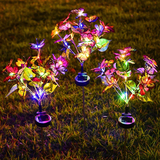 Solar-powered butterfly LED courtyard light for eco-friendly garden illumination