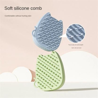 Brown sponge silicone pet comb brush with dual bristle types for cat and dog grooming
