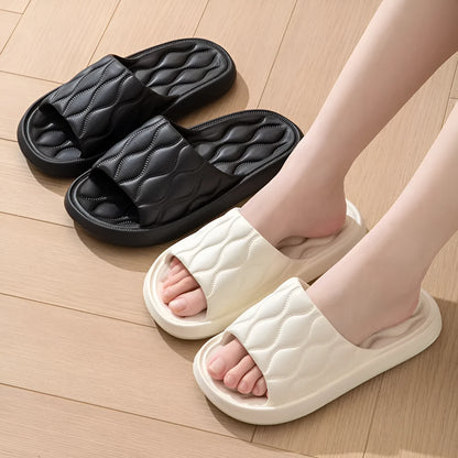 Ripple style EVA house slippers in white, pink, light green, dark khaki or black, sizes 36/37 to 44/45, one pair