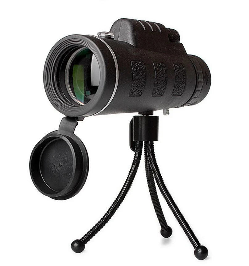 40x60 monocular telescope with compass and tripod mount for smartphones, perfect for outdoor adventures, birdwatching, and sports viewing