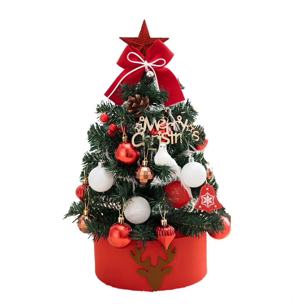 Red and white desktop Christmas tree in 45cm and 60cm sizes with PVC branches