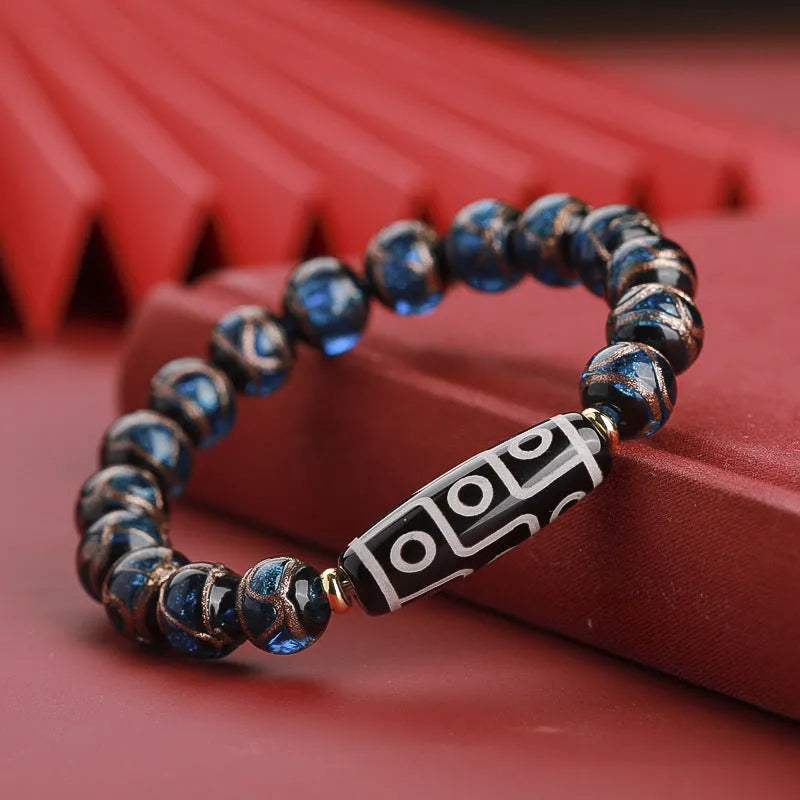 Handmade coloured glaze bracelet with year snake pattern in 10mm, 12mm, 14mm bead sizes