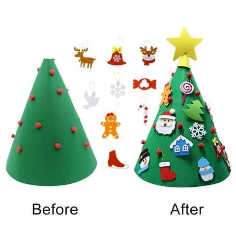 Felt Christmas tree DIY craft ornament measuring 50x60cm with three-dimensional cone design for child assembly